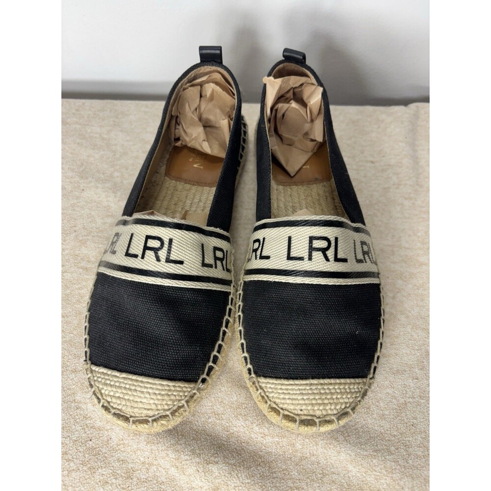 Lauren Ralph Lauren Caylee Espadrille Black Logo sz 5B Womens